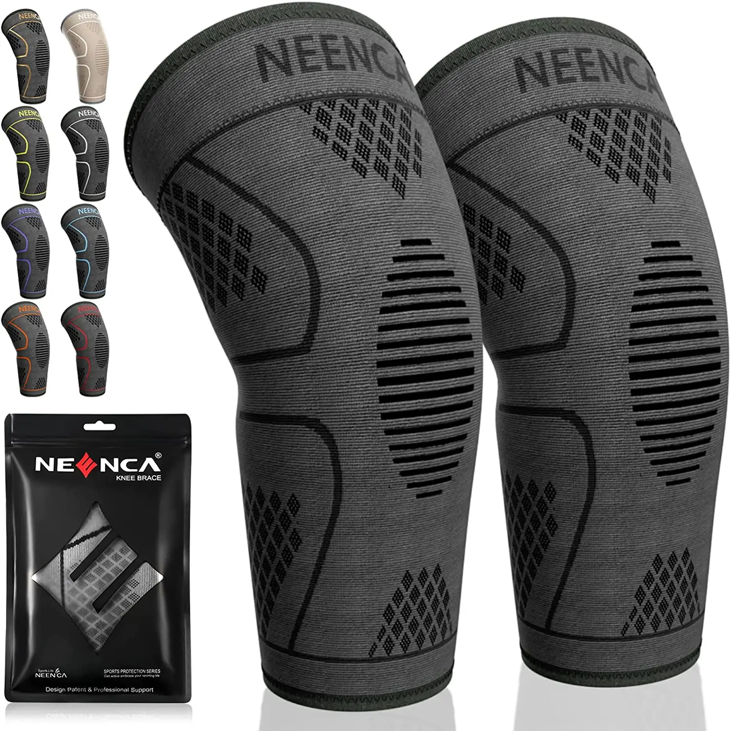 NEENCA 2 Pack Knee Brace Knee Compression Sleeve Support for Joint Pain Relief Arthritis ACL PCL  Meniscus Tear Injury Recovery