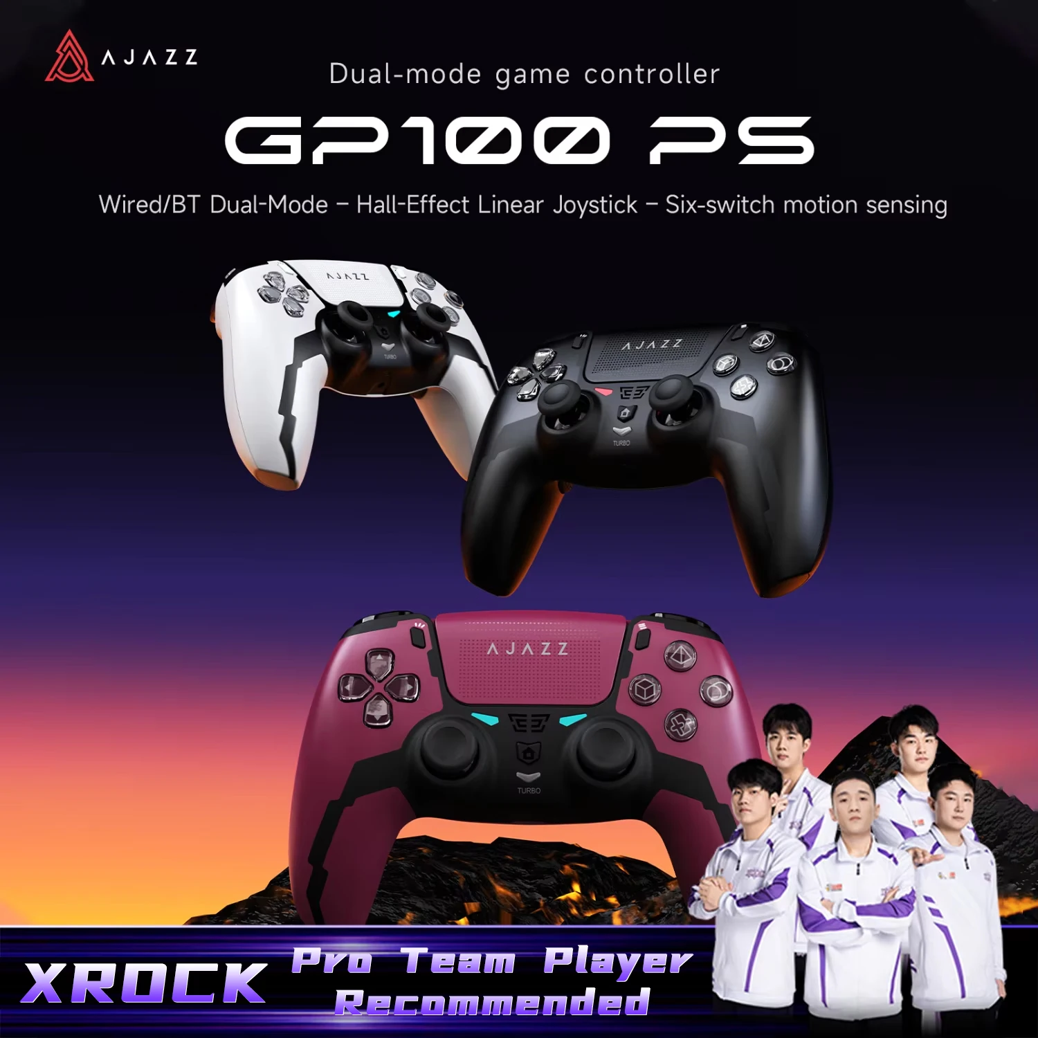 ajazz-gp100ps-デュアルモード有線-bluetoothワイヤレスゲーミングコントローラー、ホール効果磁気スイッチ搭載、pc-switch対応