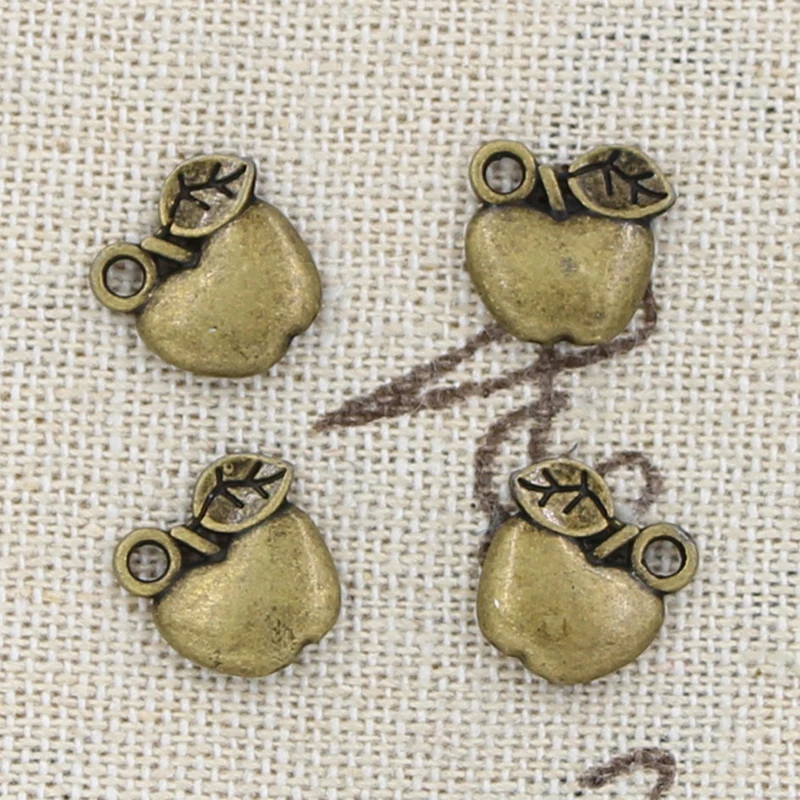 30pcs Charms Apple 10x10mm Handmade Craft Pendant Making fit,Vintage Tibetan Bronze Silver color,DIY For Bracelet Necklace