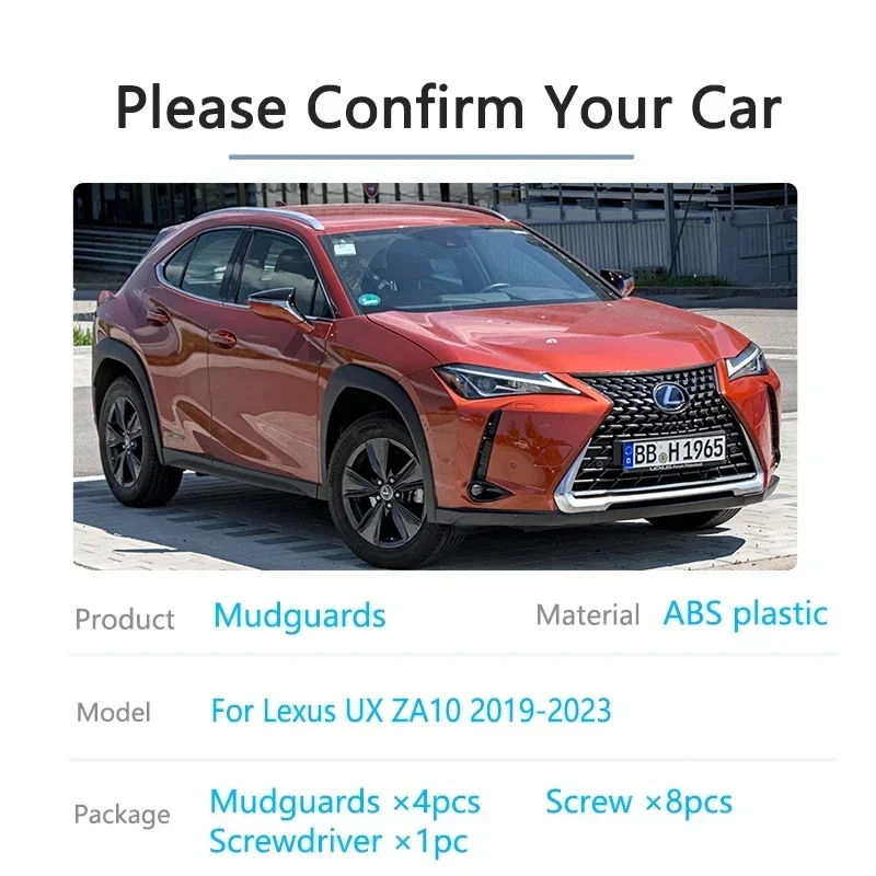 4PCS Car Mudguards For Lexus UX 200 250h 260h 300e ZA10 2019~2023 Front Rear MudFlaps Fender Wheel Protector Flaps Anti-splash