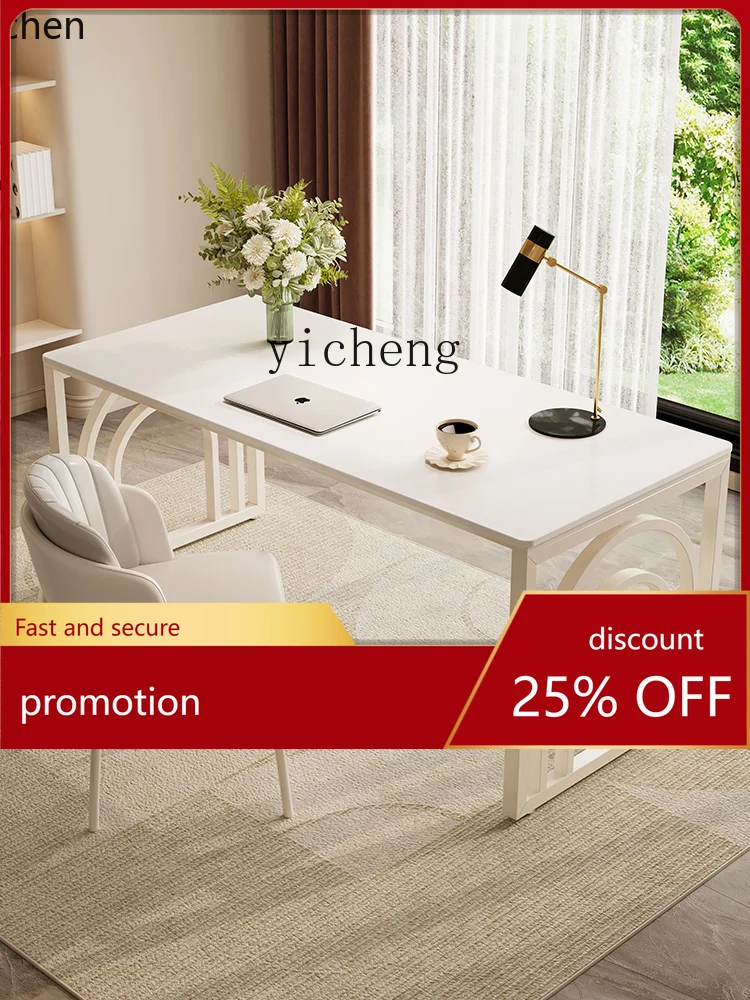 

YFY Stone Plate Desk Household Minimalist Study Desk Cream Style Bedroom Internet Celebrity Small Apartment Computer Desk