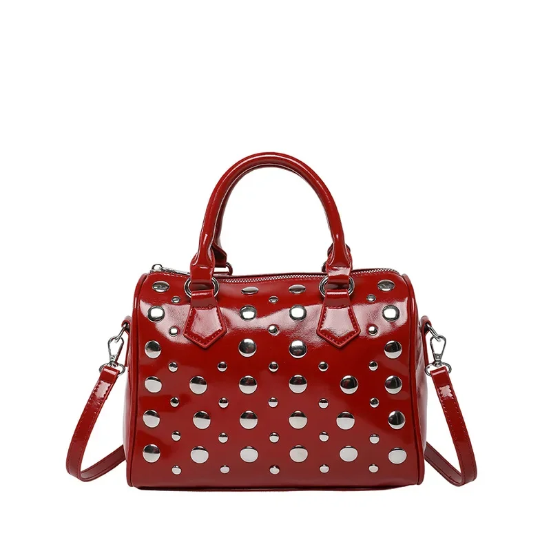

2025 New! Women's European - American Rivet - Inlaid Handbag SpiceGirl Punk Style Commuter Shoulder Bag with High - end Texture