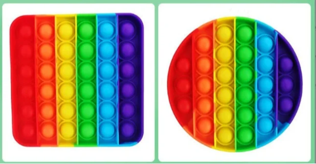 Round Rainbow Color Push Pop Bubble Toy Silicone Sensory Fidget Toy Anxiety Relief Desktop Game for Kids