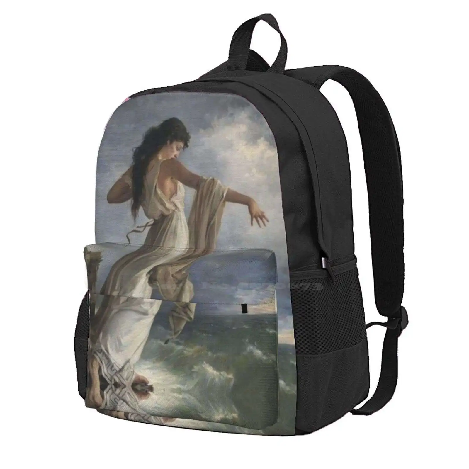 Death Of Sappho By Miguel Carbonell Selva Hot Sale Schoolbag Backpack Fashion Bags Renaissance Aesthetic Ethereal Love Blue