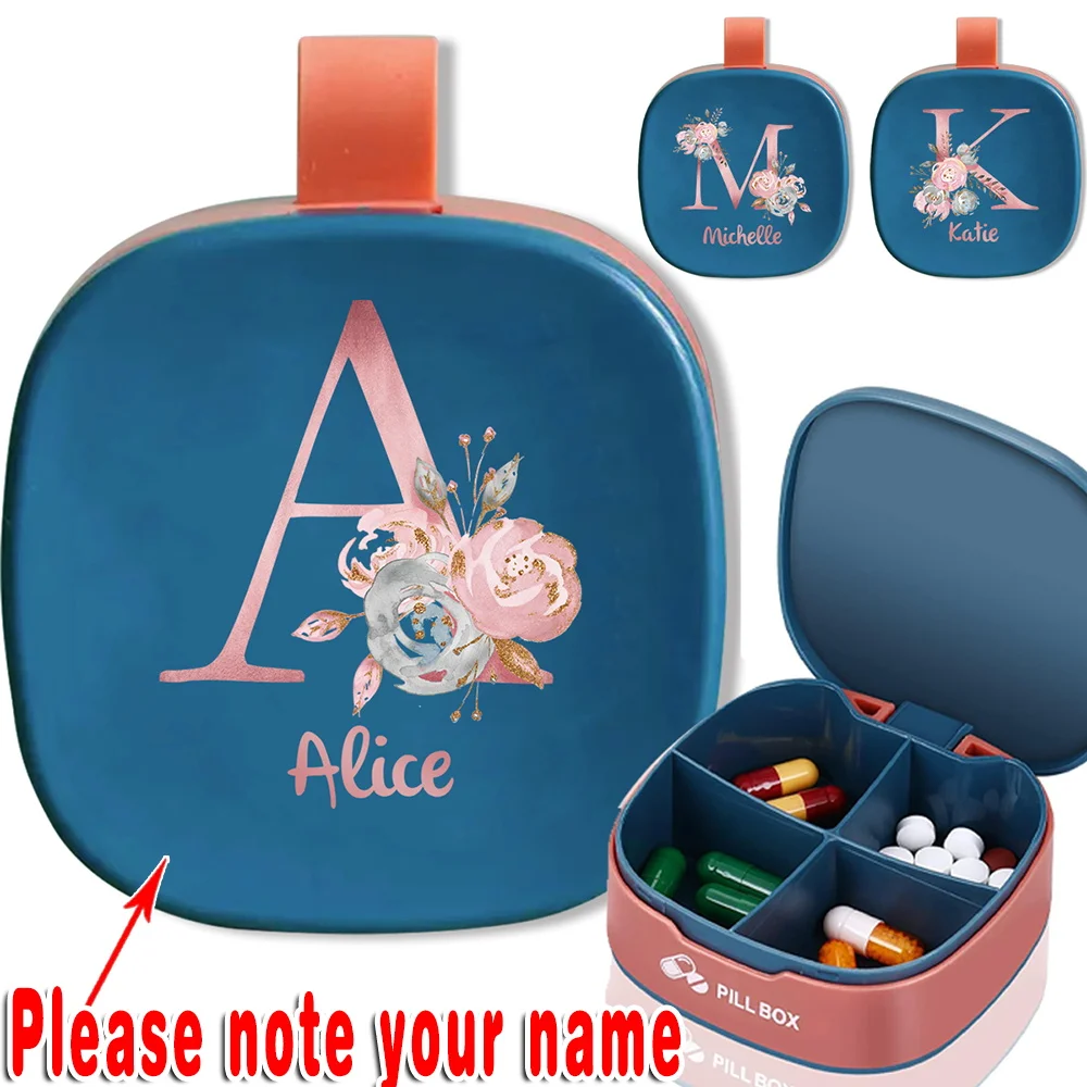 

Customized Name Portable Pill Box Medicine Case Organizer Travel Accessories Waterproof Drug Dispenser Compact Storage for Purse