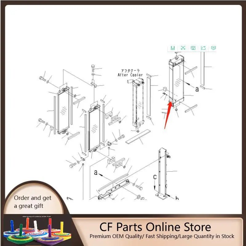 Hydraulic Oil Cooler 21K-03-72130 21K-03-72140 21K-03-72150 for Komatsu Excavator PC160LC-7E0 PC160LC-8 PC180LC-7-E0 PC190LC-8