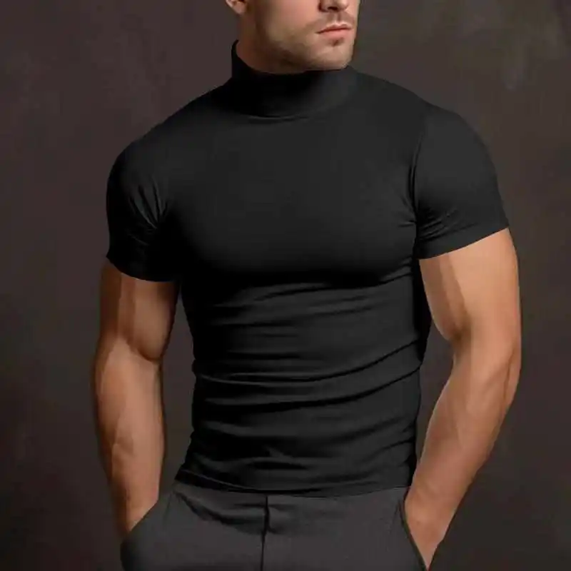 

Men's ort Sve Base Layer irt High Ne Ultra Slim Fit Cotton T-irt Modern Sle Warmth Thermal Underwear Top