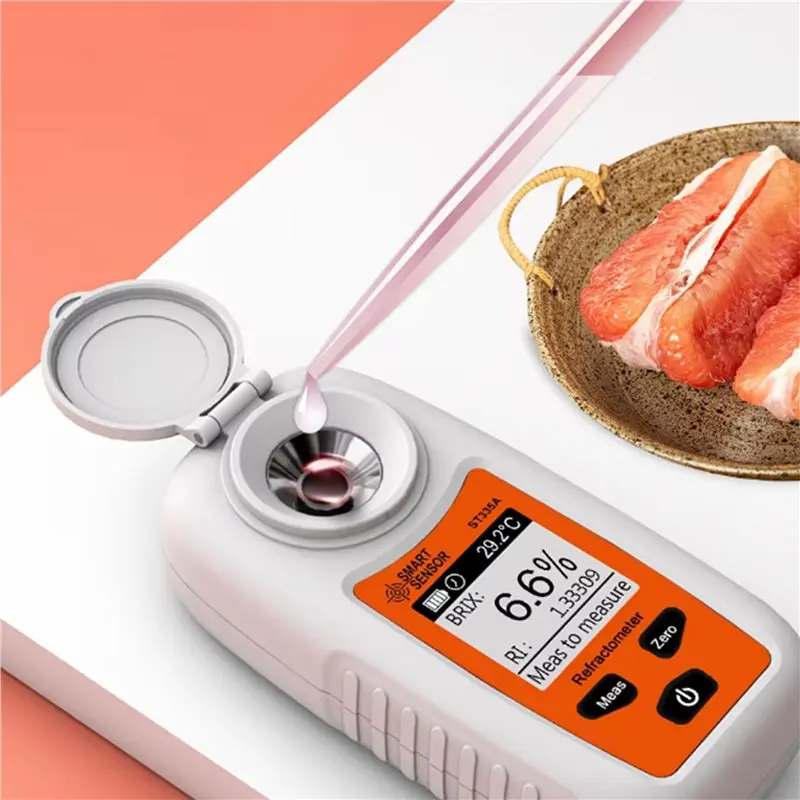 ABFS LCD Digital Refractometer Meter Fruit Juice Beverage ATC Sugar Content Measuring Instrument 0-35% Saccharometer