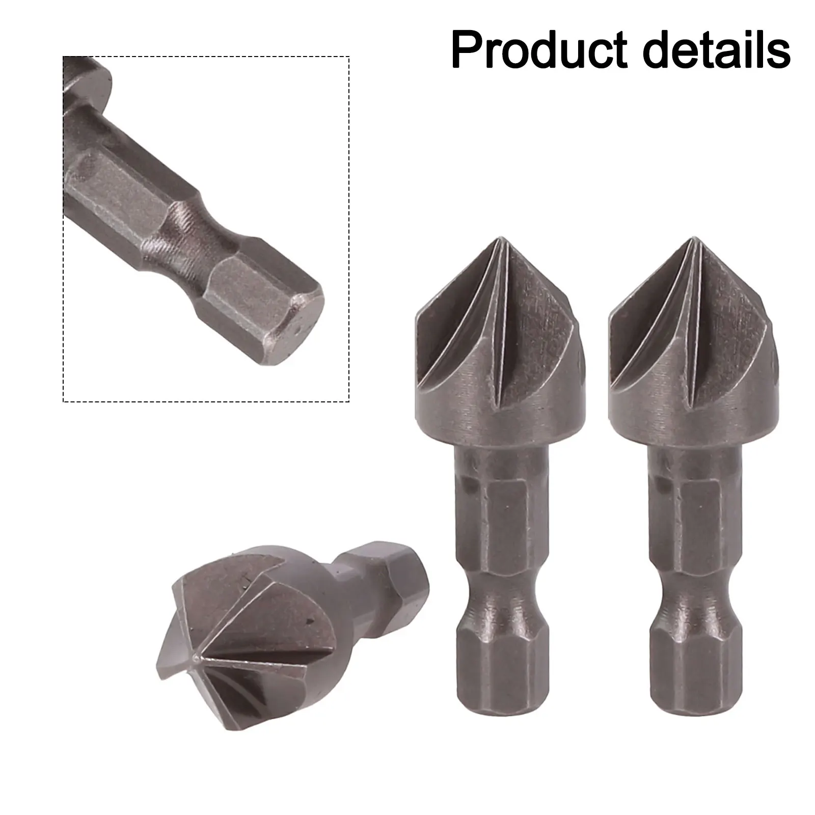 Drill Bits 5 Flute Drill Bits Power Tools 13mm Diameter 45# Steel 5 Flute 90 Degree 6.35mm Shank Diameter Gray