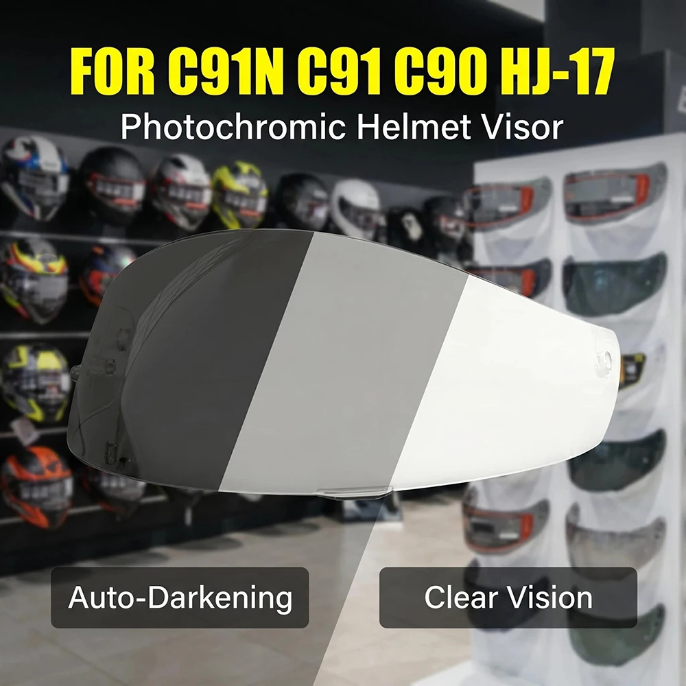 Motorcycle Helmet Photochromic Visor For HJC C91N HJ-17 C91 C90 Lens Phototropy Clear Anti-UV Glasses Shield Autochromic lens