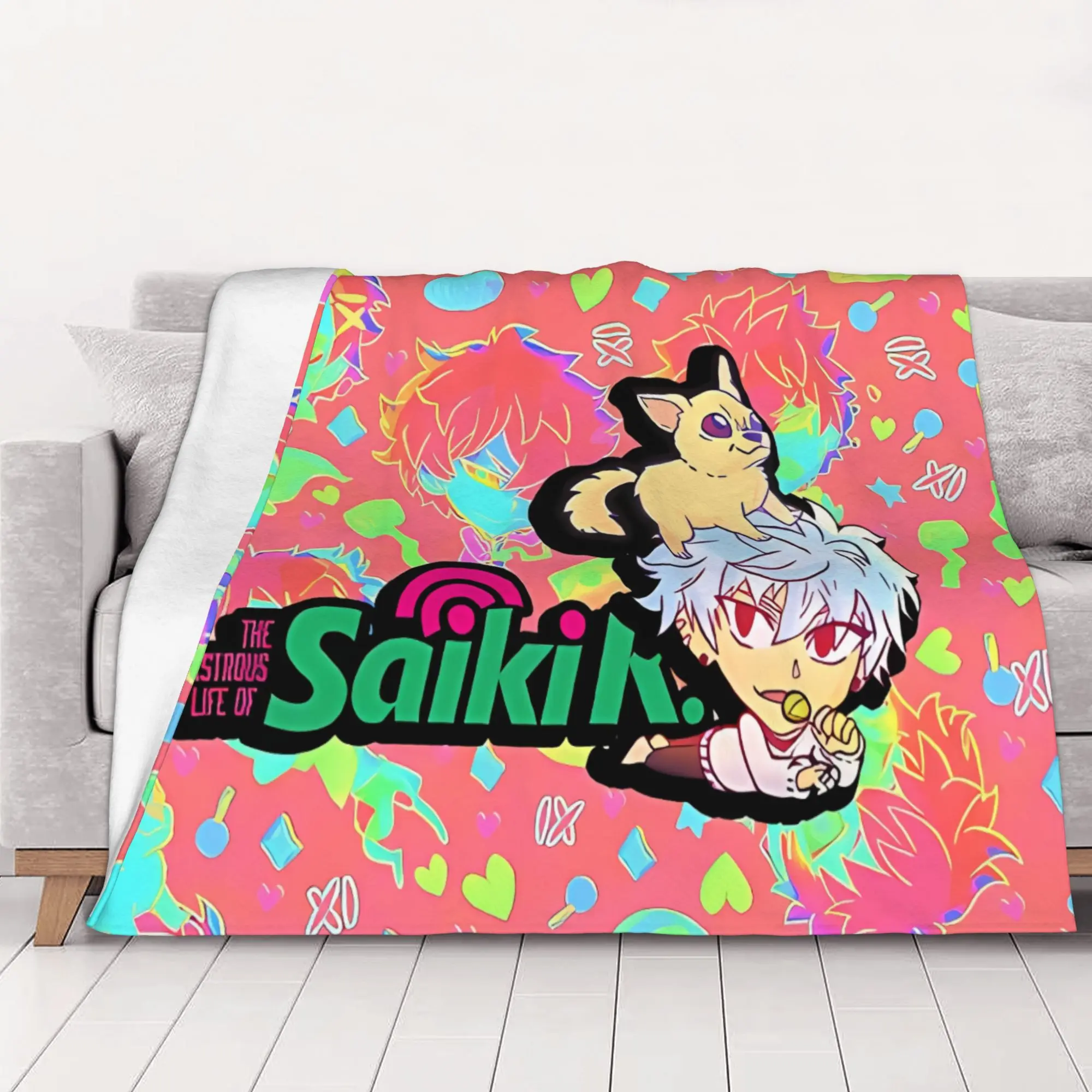 1PC home Cute Room Decor Saiki K! Shun Kaidou Guard Blanket Throw Blanket Saiki K Novelty Warm Blanket All Season