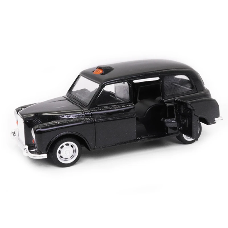 1:36 in lega pressofuso Vintage London-Taxi Car Model doors open Classic Pull Back Replica di veicoli in miniatura per il regalo della collezione