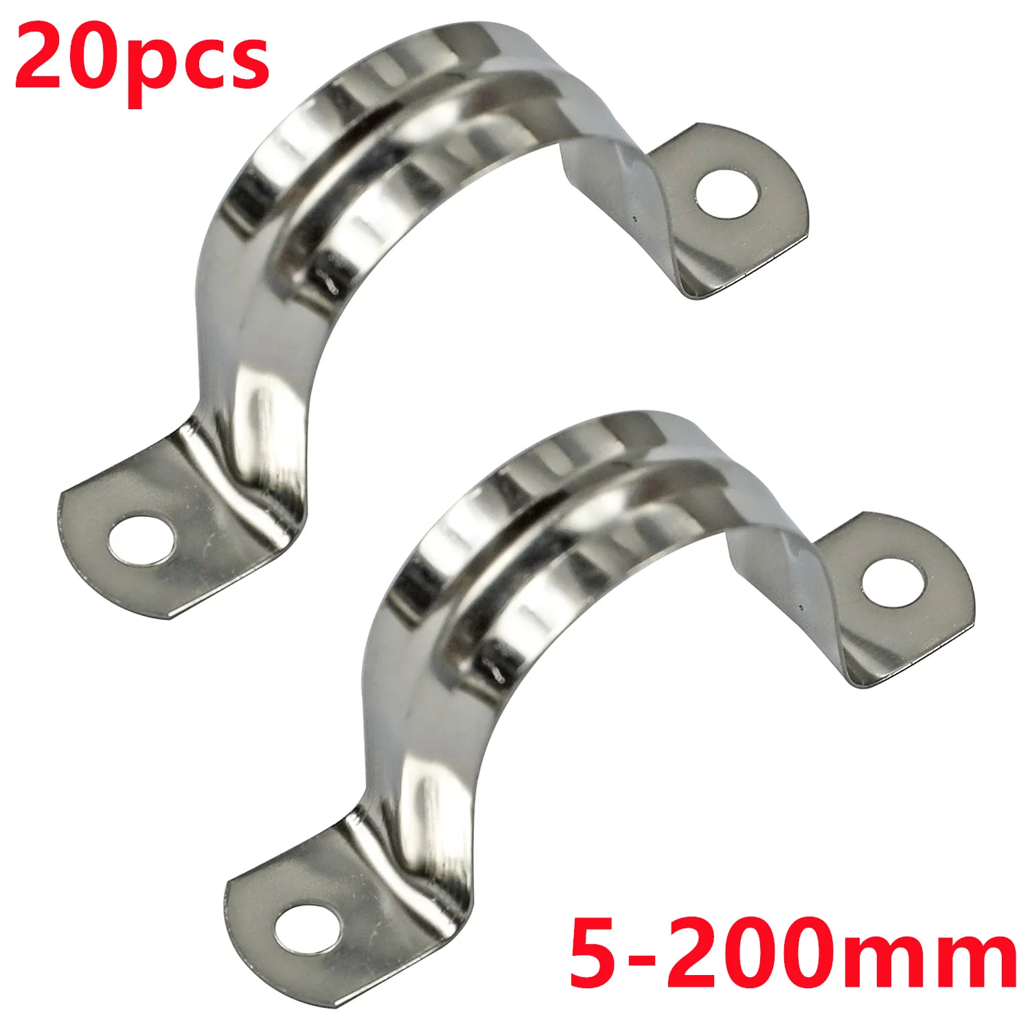 20pcs 5mm-200mm Riding Clip Clamps Pipe Saddle Clamps U-shaped Hose Clips 304 Stainless Steel Plumbing Brackets Wire Clips Fixer