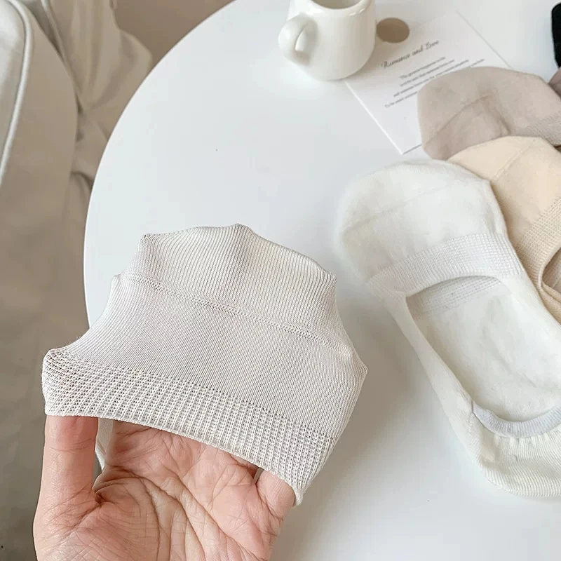 6 Paar Maillard Damen-Socken in Uni-Farben, unsichtbare Bootsocken, dünn, atmungsaktiv, rutschfest, niedrig geschnitten, für flache Schuhe, Sommer – Detail 6