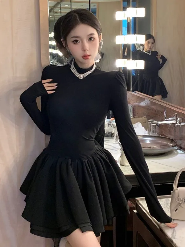 

Bla Puffy ort Skirt Women's Winter Faion 2025 New Korean Sle Whole Set High-End Feeling Ci Walk A-Line Dr