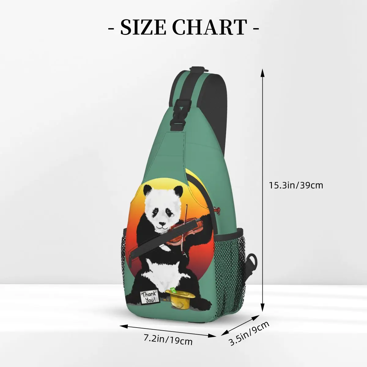 Panda Bear Playing A Violin Crossbody Chest Bags Instruments Pockets Travel Pack Messenger Sports Teens Shoulder Bag Unisex