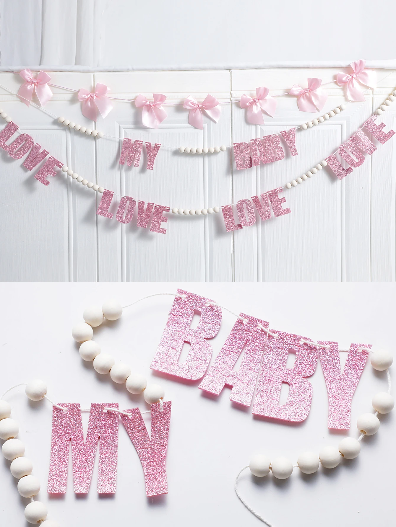 Valentine's Day Wooden Bead Pull Flag, “Pink MY BABY  ” Banner, Confession Flag, Valentine's Day Decoration, Holiday Decoration