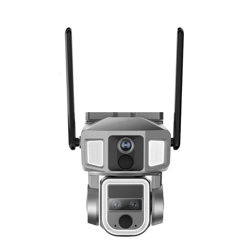 4MP NiView APP Triple Lens Solar Power WIFI/4G  PTZ IP Dome Camera Full Color AI Humanoid Detection  Security CCTV Baby Monitor