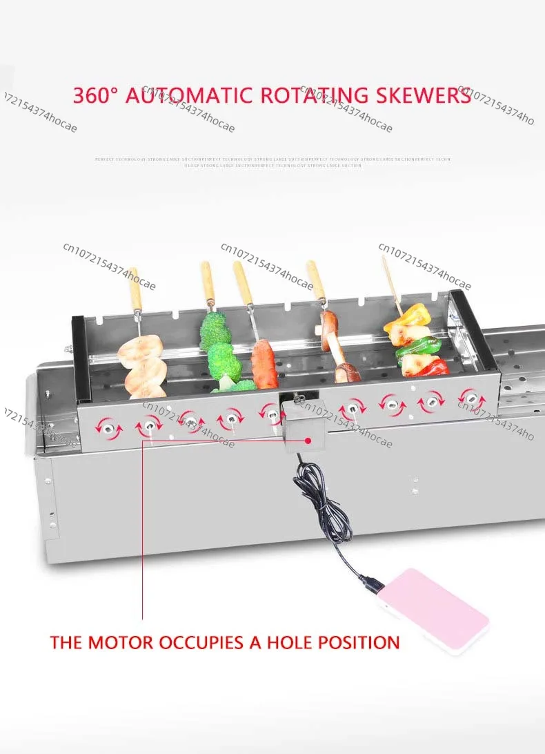 

Commercial Barbecue Skewers Griddle - Stainless Steel Grill, Automatic Meat Rotate Machine, Width - Adjustable Hot Dog Roller