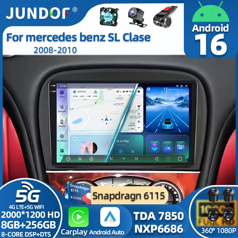 

Android 16 2 Din Carplay Car Radio For Mercedes-Benz SL-Class 2008-2010 4G WIFI GPS Android Multimedia Player RDS Autoradio BT