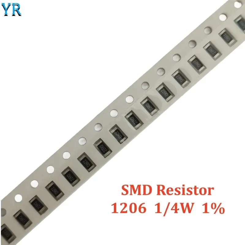 100 قطعة 1206 1% مقاومة SMD 0R ~ 10M 1/4W 16K 43K 8.2M 1.3M 3.6 أوم 7.5K 36K 220K 1.1R 5.6R 91R 3.6K 240R 910K 1.6R 56K