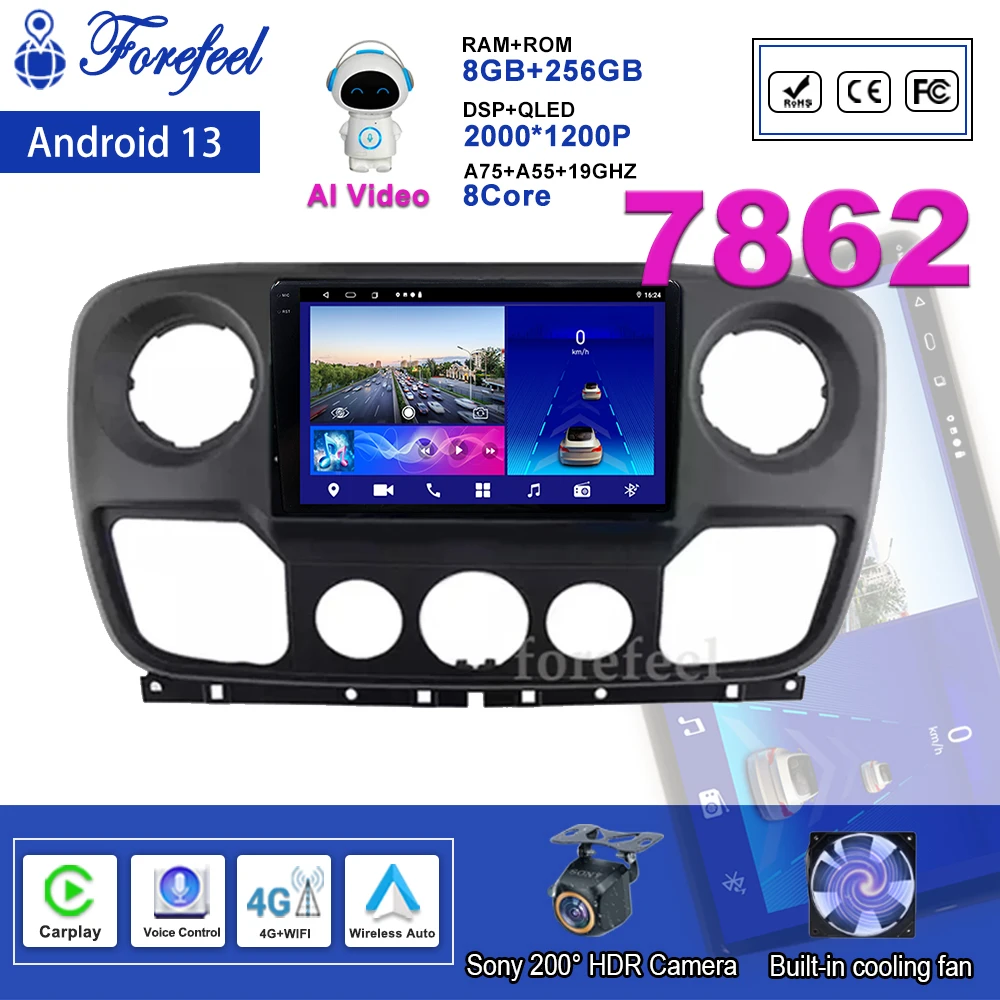 

Android 13 Car For Renault Master Nissan NV400 Opel Movano 2010-2021 Auto Radio Navigation Multimedia Player Lettore GPS No 2din