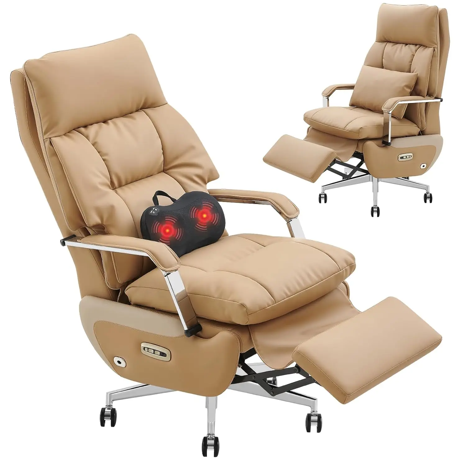 Dual Motor One Click   Reclining Executive Office Chair with Footrest Massage Pillow for Home Office  ized