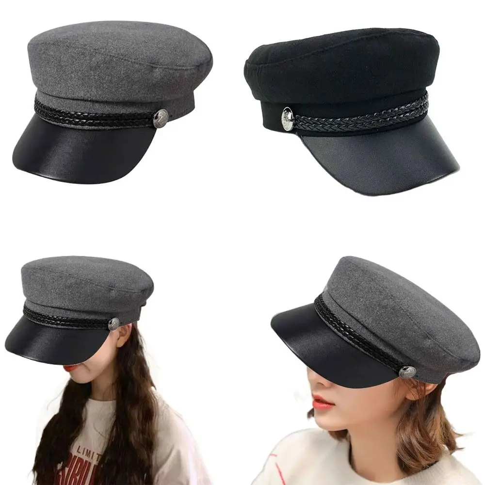 Fashion British Retro Warm Beret Hat Octagonal Vintage Newspaper Painter Hat Adjustable Soft Flat Peaked Caps Outdoor Travel