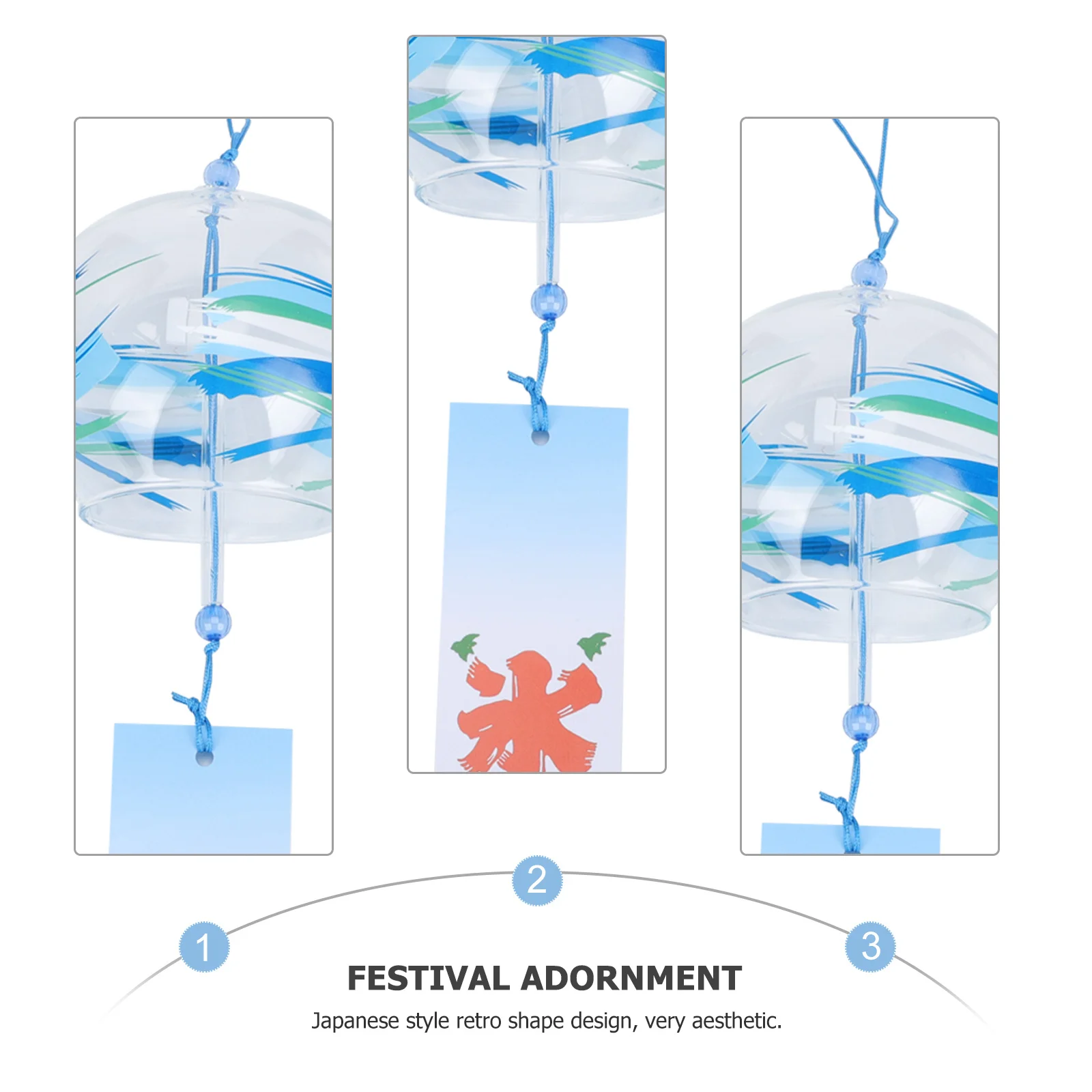 

1Pcs Japanese Style Decorative Wind Bell Glass Wind Chime Garden Hanging Pendant Festival Party Supply Fair-Sounding Bell