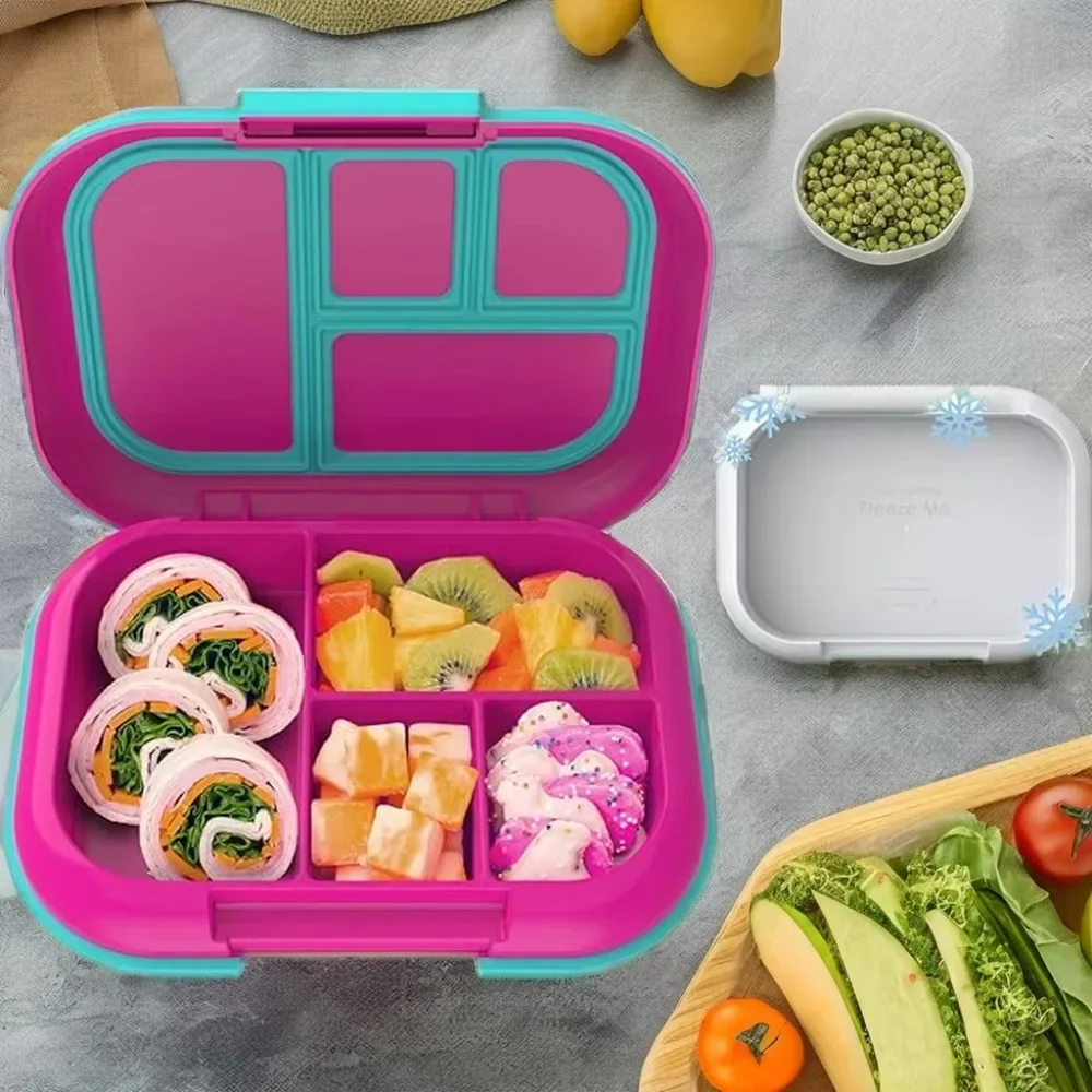 BPA Free 4 Compartment Microwavable Leak proof Kids Rectangle Lunch Container for Food Storage Kids' Lunchbox