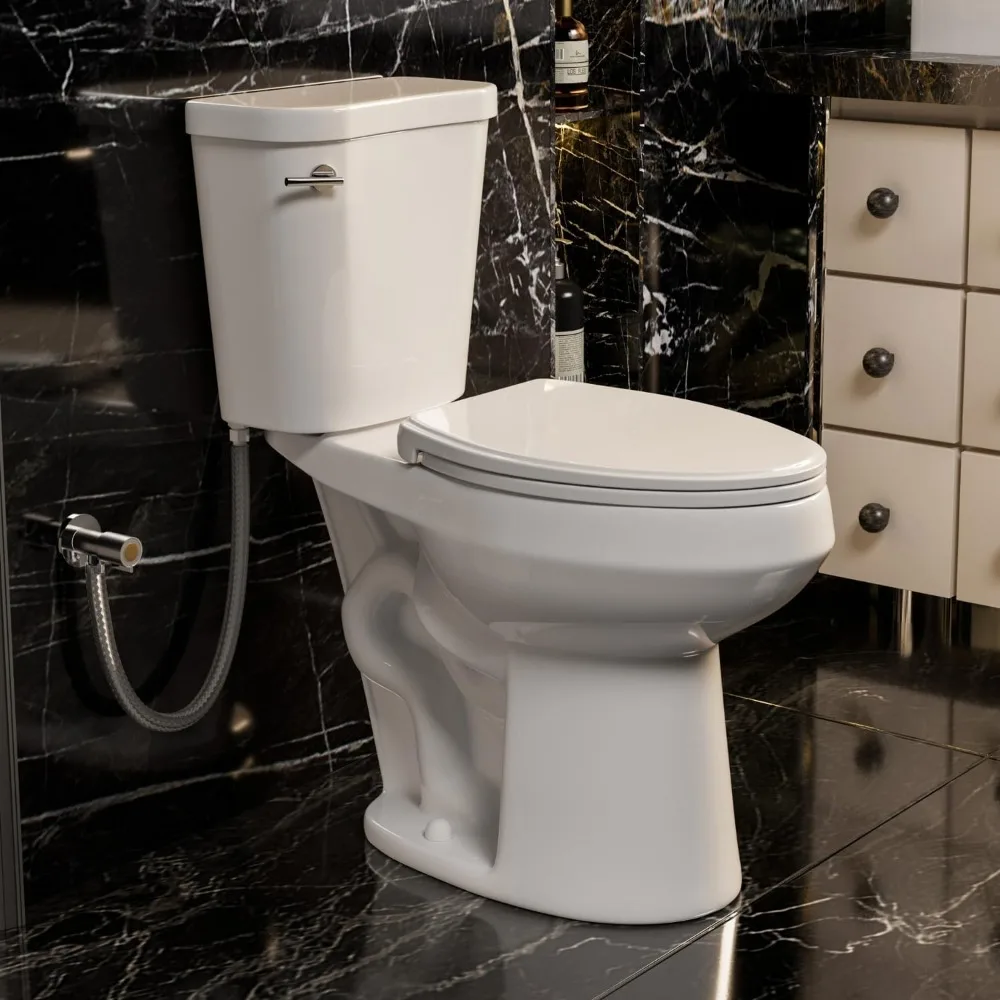 Elongated Extra Tall Toilet for Seniors, Comfort Height Two-Piece Toilet With Soft-Close Seat,12” Rough-In, S-Trap