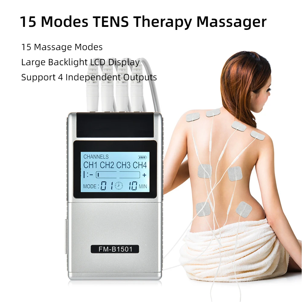 15-Mode Electric Tens Muscle Stimulator EMS Acupuncture Face Body Massager Digital Thearpy Herald Massage Electrostimulator Tool