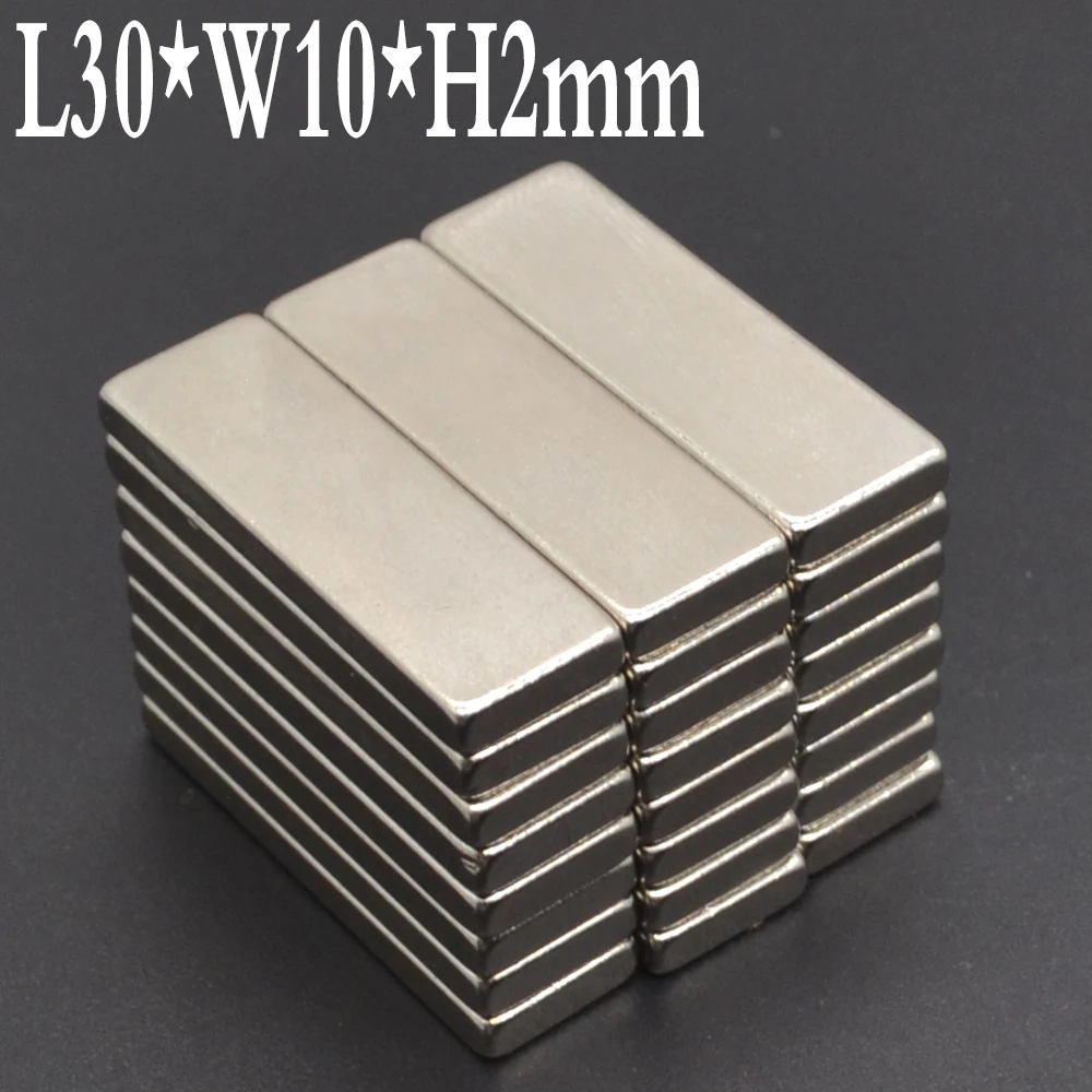 1~1000PCS 30x10x2 mm N35 Super Strong Block Neodymium Magnets Rare Earth Magnet 30mm x 10mm x 2 mm sheet magnet 30*10*2 mm imane