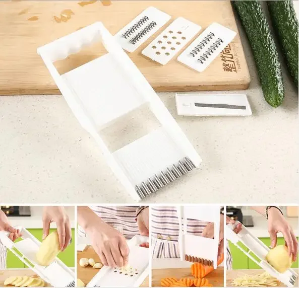 

6 in 1 Vegetables Mandoline Slicer Stainless Steel Blades Cutter Carrot Potato Grater Kitchen Accessories Tools OK 0757