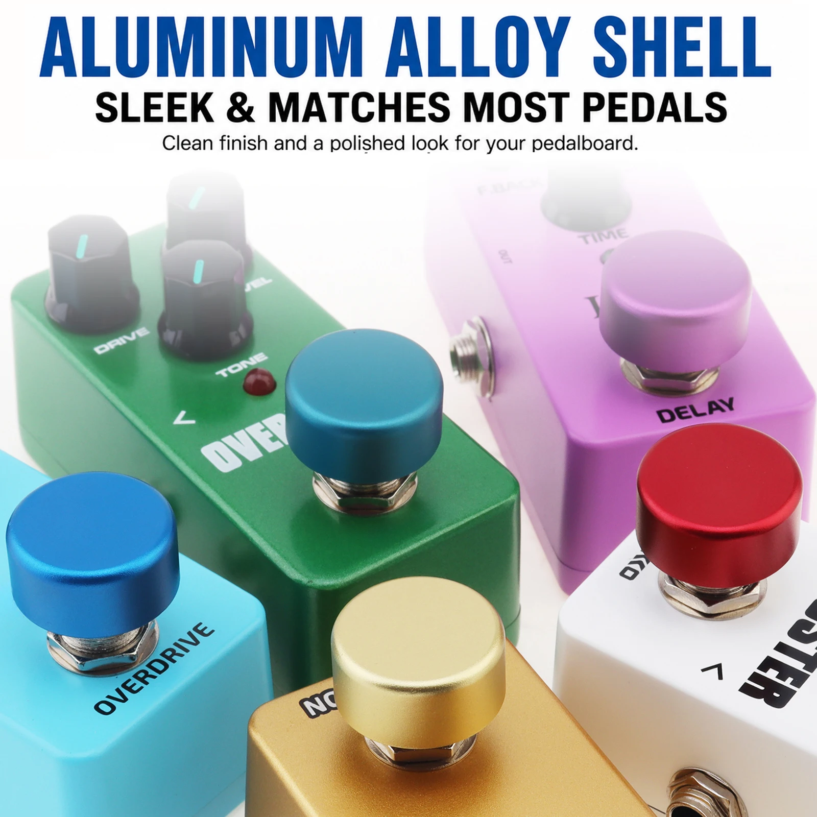 5Pcs Guitar Effect Pedal Foot Switch Protection Cap Pad Cover Aluminum Alloy Snap On Guitar Foot Pedal Nail Cap Toppers Knobs
