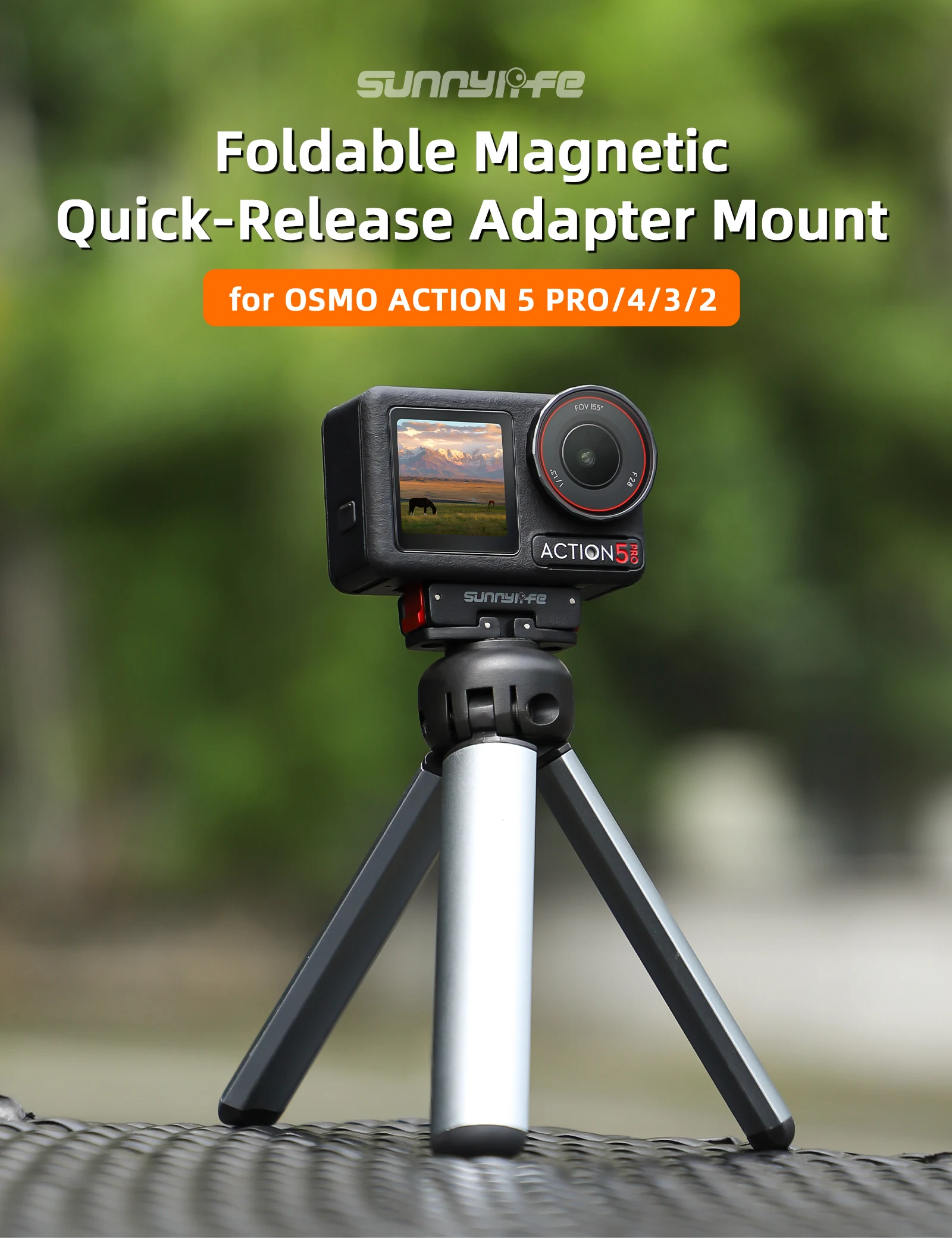 قاعدة تثبيت مغناطيسية سريعة الإصدار لـ DJI Osmo Action 5 Pro/4/3/2 قاعدة محول قابلة للطي لملحقات DJI Action 5 Pro