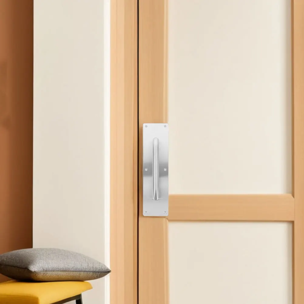 

2Pcs Push Pull Fire Door Handle Stainless Steel Plate Durable Exit Door Pull Commercial Industrial Hardware Dresser Knobs