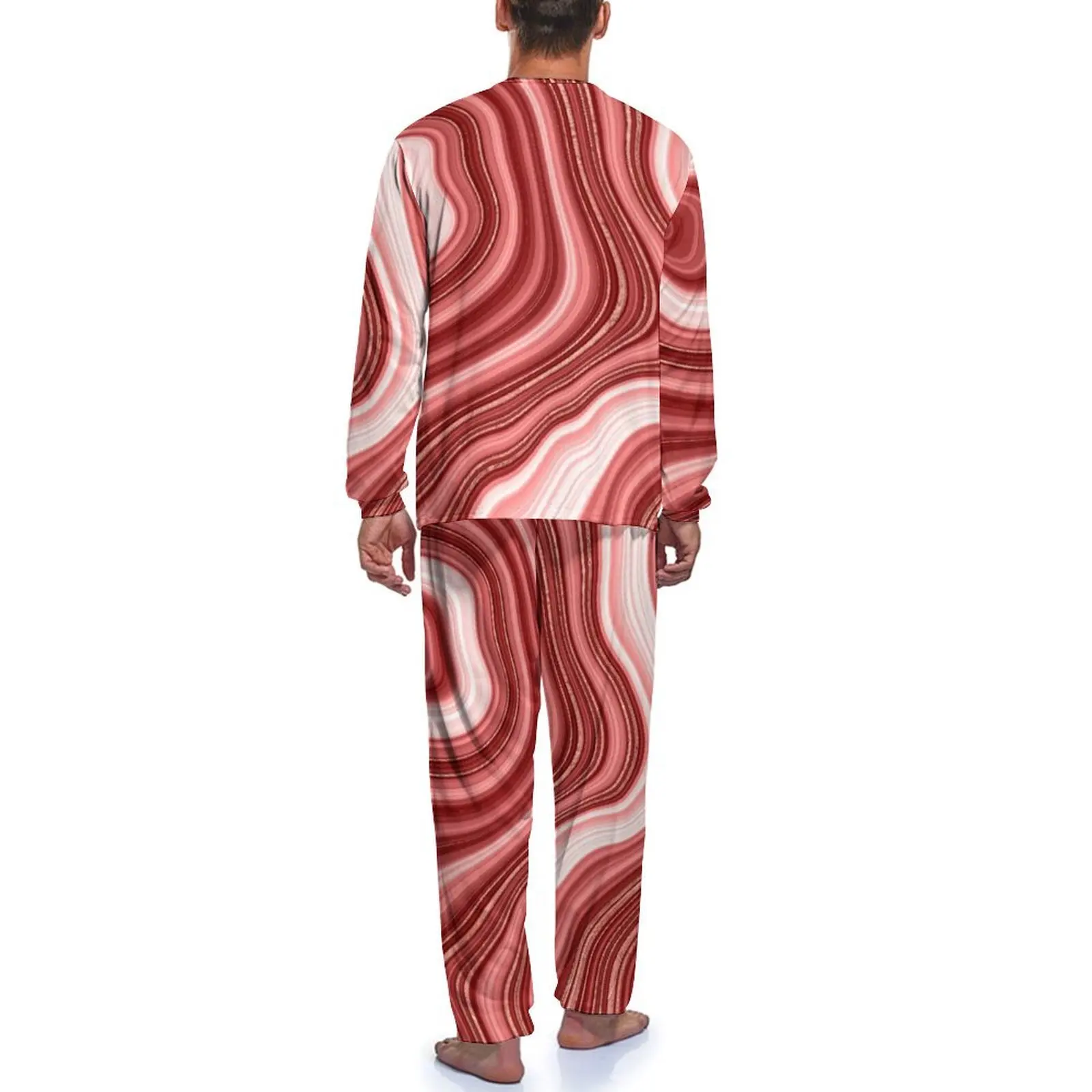 Pijamas con estampado abstracto para hombre, traje Retro colorido Tie-Dye para casa, conjuntos de pijama personalizados de noche de 2 piezas de manga larga para invierno