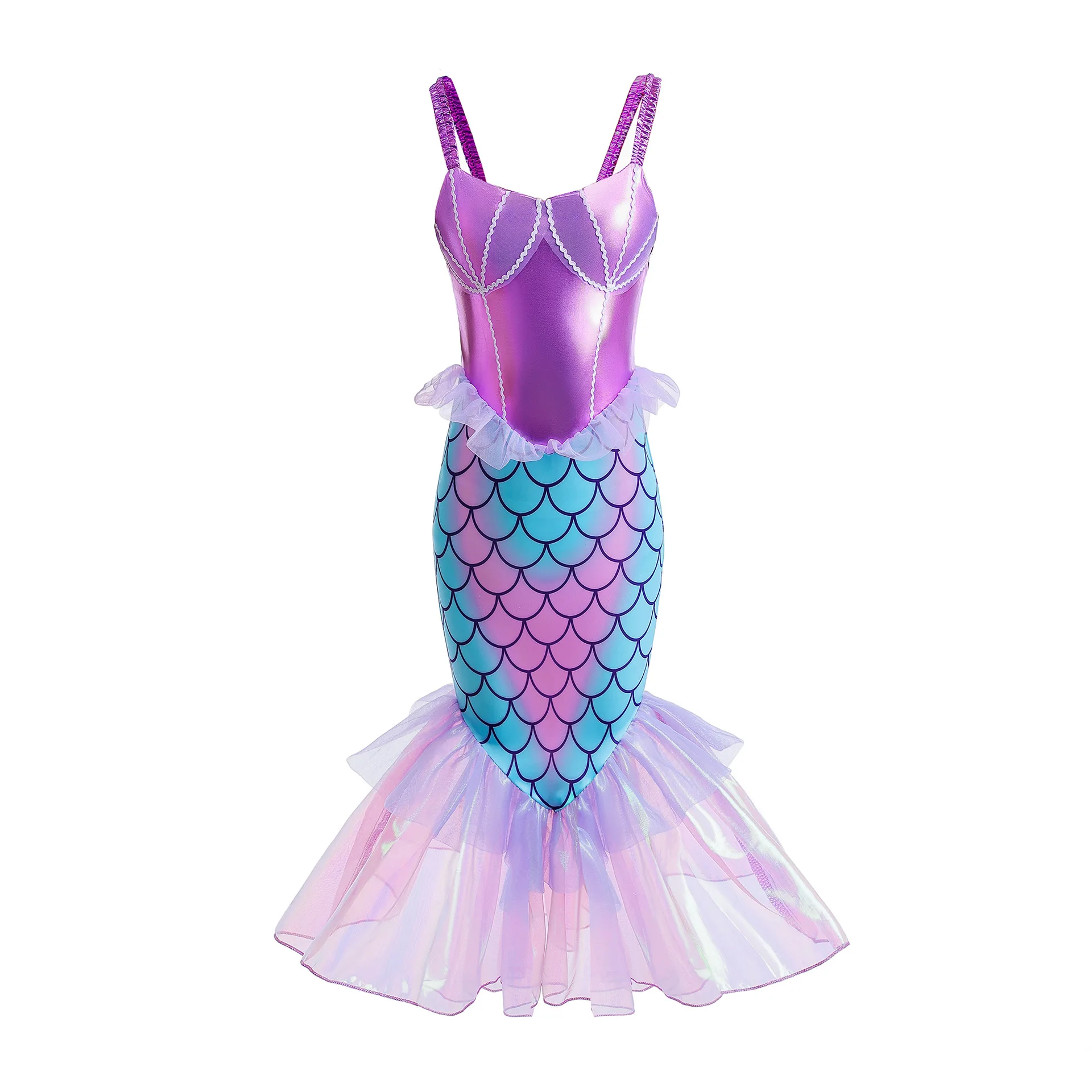 Ragazze The Little Mermaid Princess Dress for Birthday Carnival Cosplay Kids Fish Tail Costume bambini Fancy Clothes