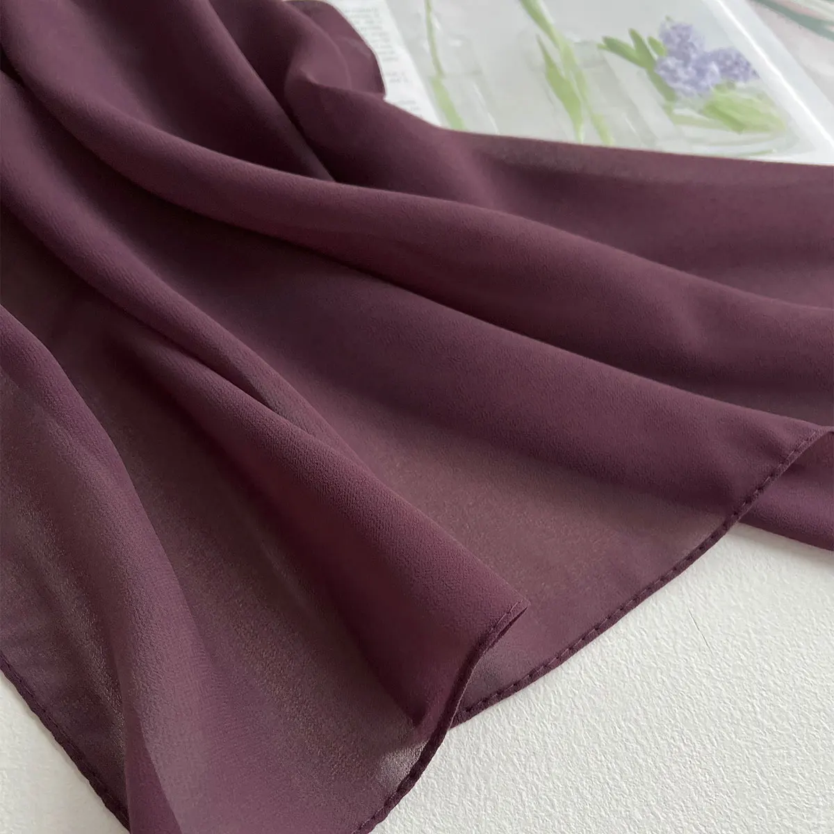2025 Women Chiffon Hijab Scarf Premium Chiffon Muslim Hijabs Plain Good Stitching Maxi Wrap Musulman Femme Solid Color Shawls