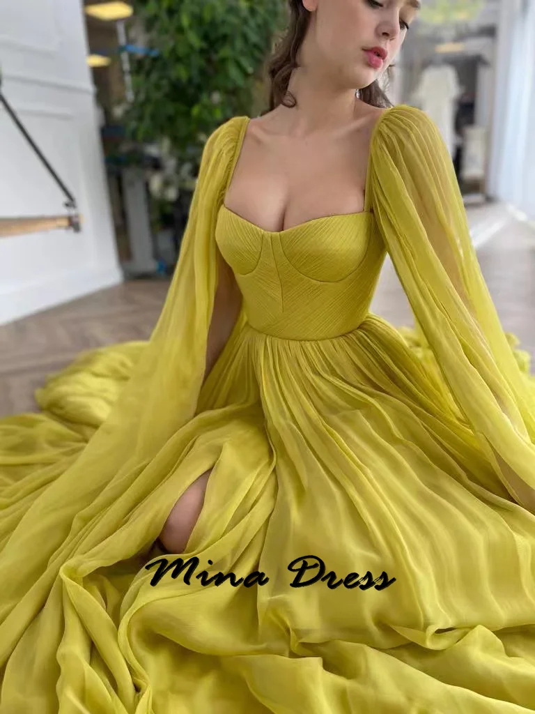 Mina Formal Occasion Dresses for Formal Occasions Side Slits Evening Gown Shawl Luxurious Saudi Evening Dress Es Chiffon Grace