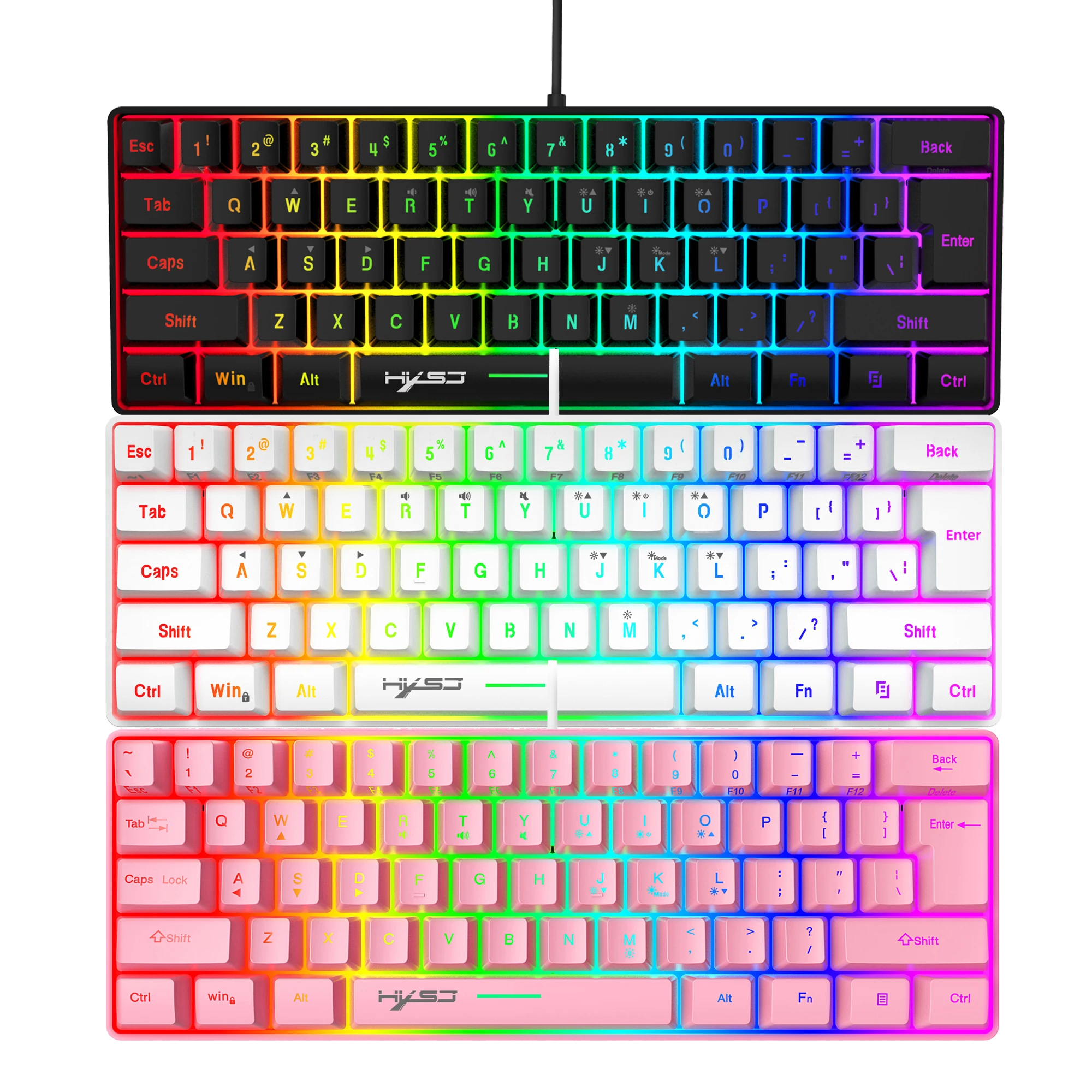 

60% Wired Gaming Keyboard,Double Injection keycapRGB Backlit Ultra-Compact Waterproof Mini 61 Keys Keyboard, Typist, Travel