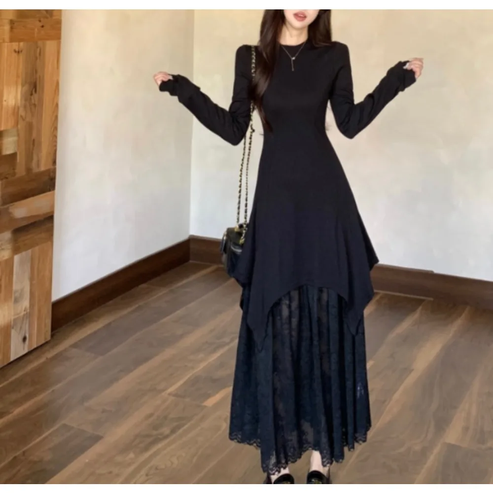 

Элегантные осенние платья с длинными рукавами и круглым вырезом, вечерняя женская одежда больших размеров High Street