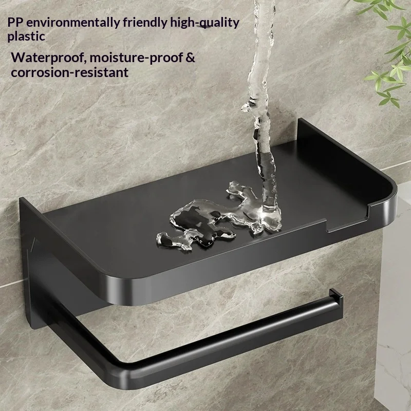 Toilet Paper Holder Plastic Storage Rack Kitchen Towel Placement of Seasoning Bottles Bathroom Wall Roll of Paper Phone Storage view 4