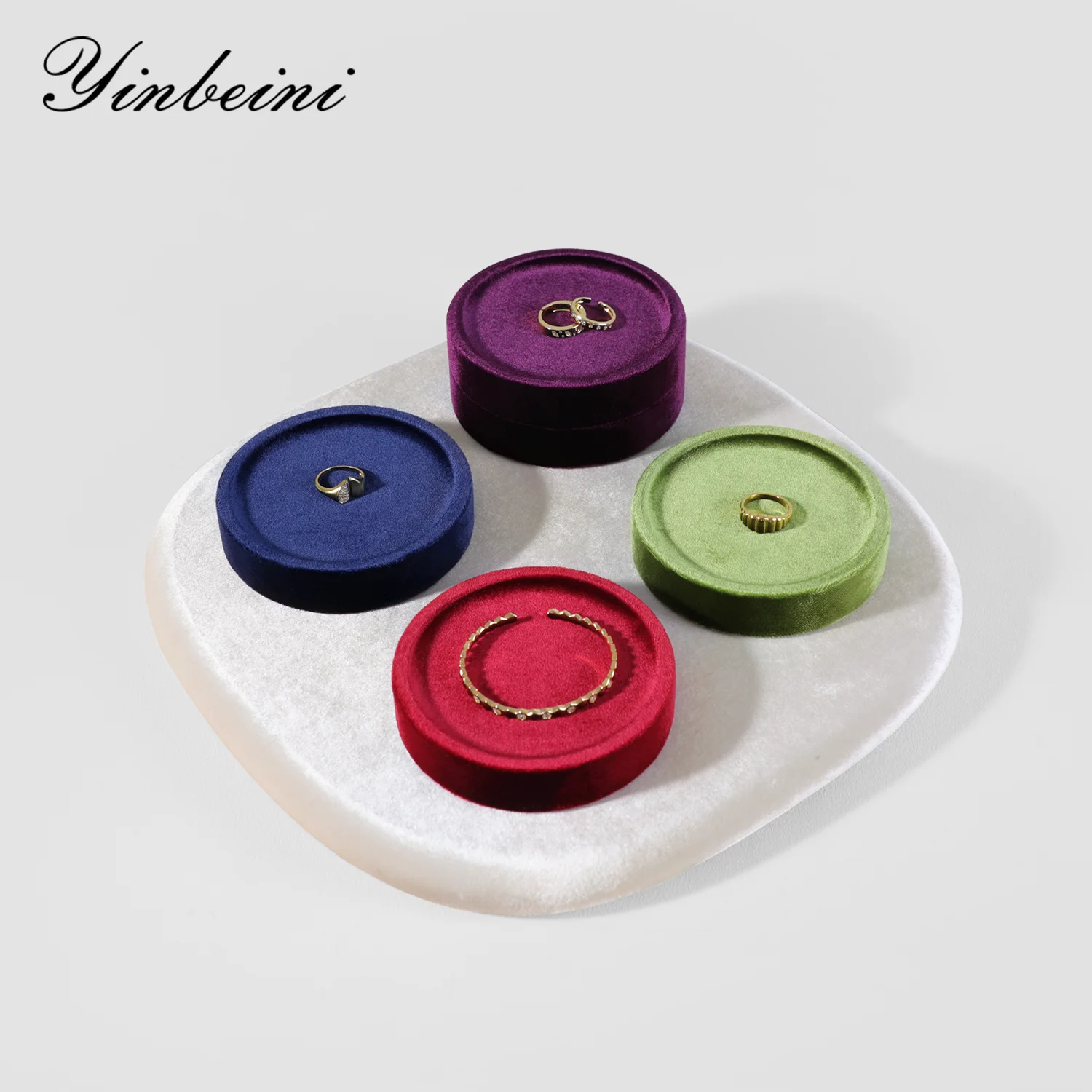 

Yinbeini Premium Velvet Bracelet Display Tray Ring Bangle Placement Tray Jewelry Storage Tray TB004