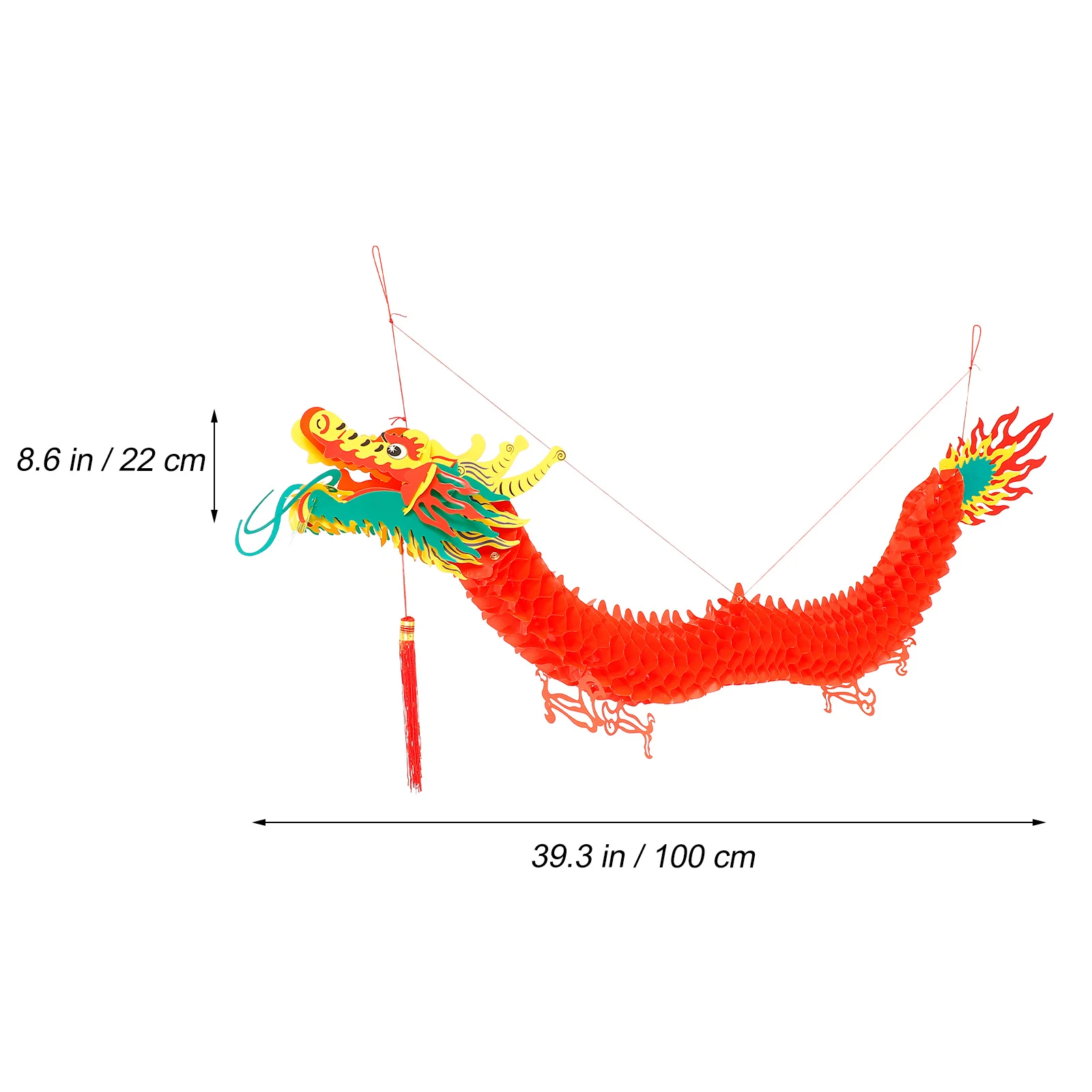 

Dragon Shape Lantern Plastic Red Hanging Ornament for Chinese New Year Festival Christmas Decorations Indoor Outdoor Use