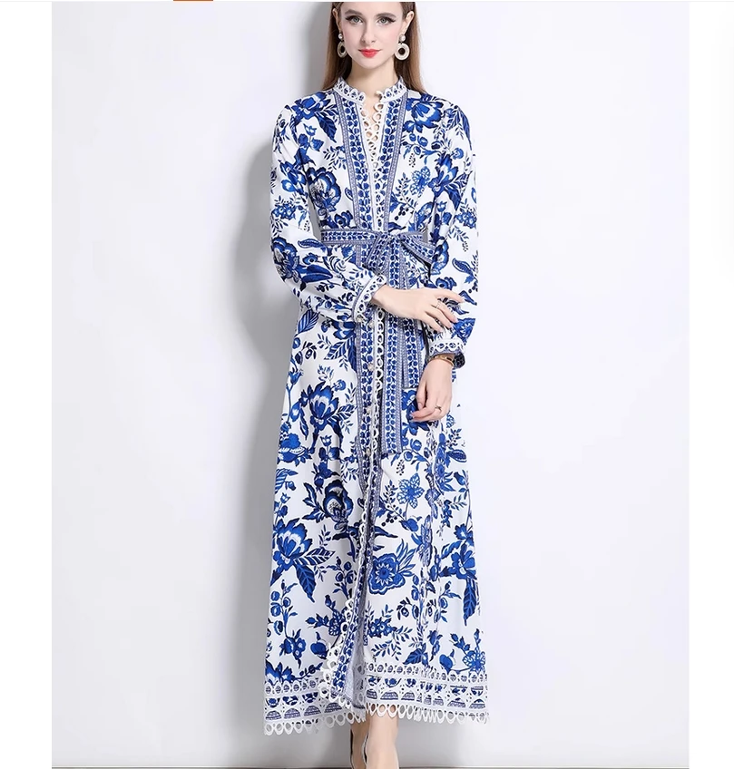 2025-new-european-and-american-fashion-palace-style-lace-small-v-neck-single-breasted-printed-dress-for-women