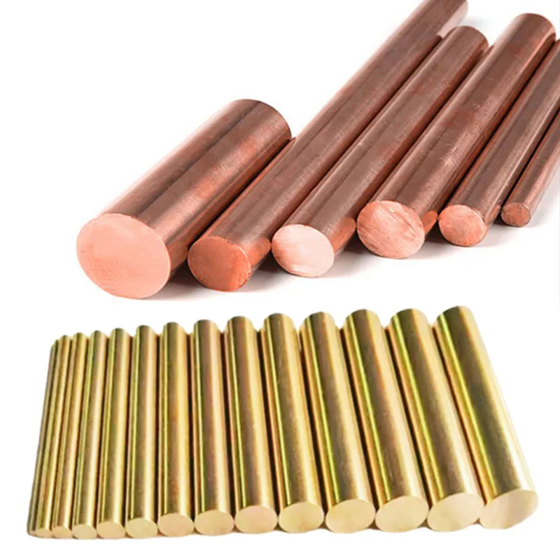 Brass Round Bar Pure Red Copper Rod Diameter 6-50mm Length 100-250mm Brass Rods Knife Handle Rivet Screw Mosaic Tools