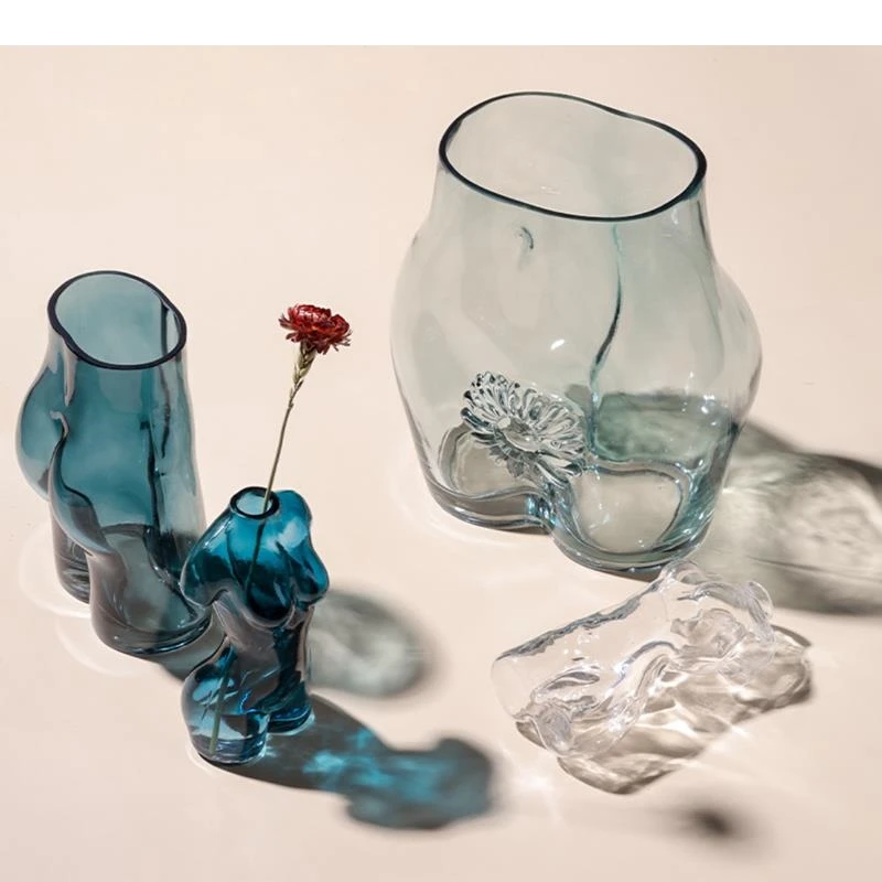 Modern Abstract Butt Vase Flower Arrangement Hydroponic Countertop Glass Living Room Furnishings Home Decoration