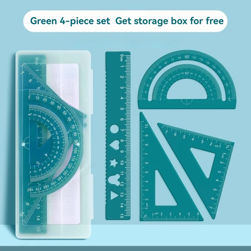 4 In 1 Aluminum Alloy Ruler Stationery Set Aluminum Alloy Multifunctional Combination Ruler for Drawing Ruler Set